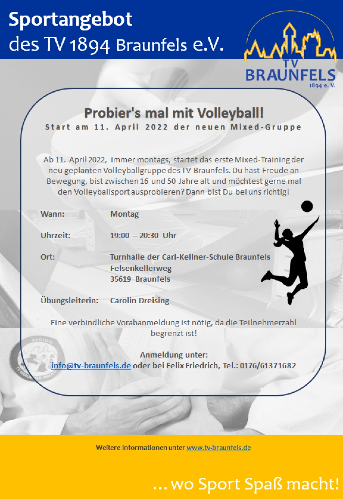 Neue Volleyball-Mixed Gruppe startet am 11. April 2022